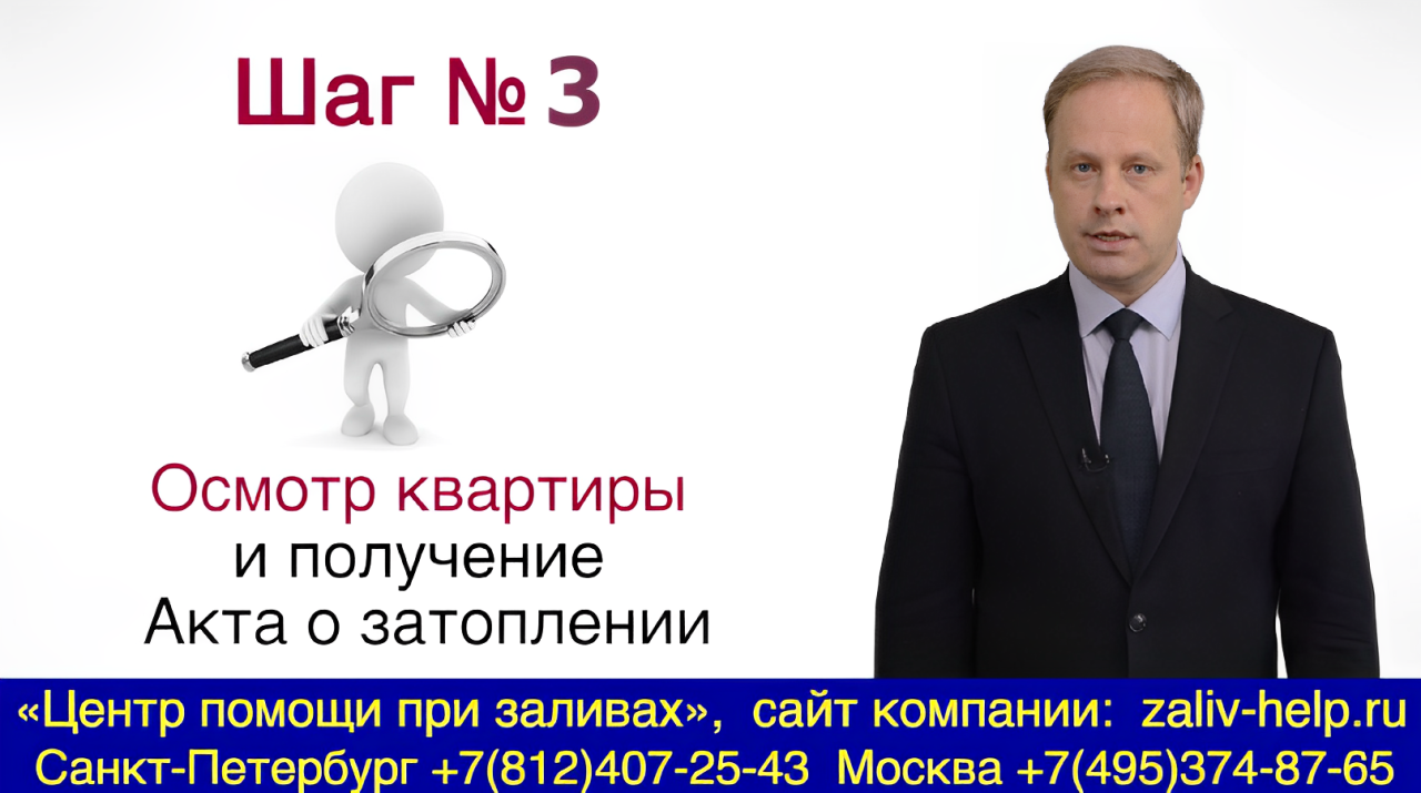 Шаг №3 Осмотр квартиры и получение акта о затоплении квартиры